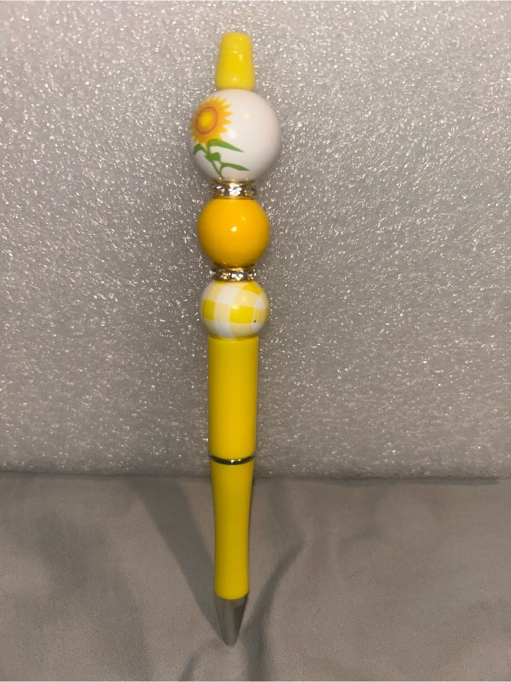 Hand Crafted Yellow Sunflower Beaded Ballpoint Pen